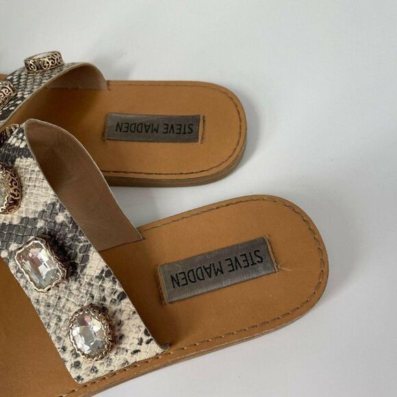 Steve Madden Jace Animal Print Beaded Studs Strappy Slide Sandals Sz 8 Mobwife - Picture 6 of 9